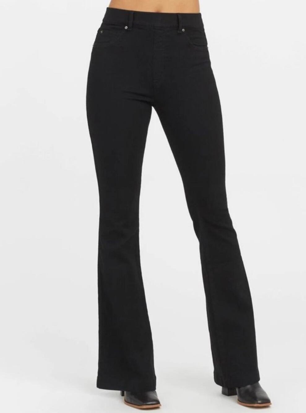 Spanx Flare Denim Pull-on Jeans in Black Size Medium